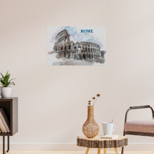 Watercolor Colosseum Rome Italy – Holiday Art Poster