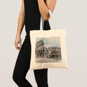 Watercolor Colosseum Rome Italy Tote Bag