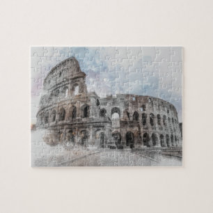 Watercolor Colosseum Rome Jigsaw Puzzle – Elegant 