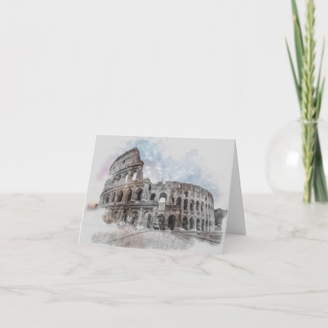 Watercolor Colosseum Rome Thank You Card – Art (Front)