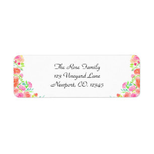 Watercolor Colour  Roses Border Address