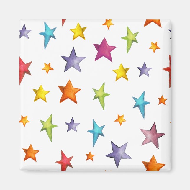 Watercolor colour stars magnet (Front)