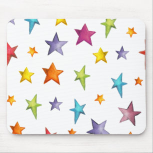 Watercolor colour stars mouse mat