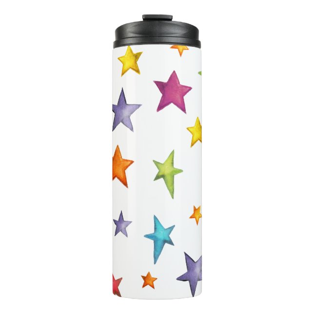 Watercolor colour stars thermal tumbler (Front)