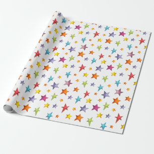 Watercolor colour stars wrapping paper