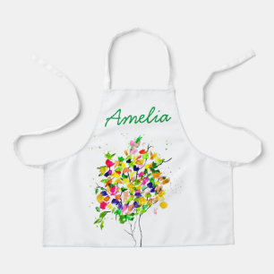 Watercolor colourful abstract tree apron