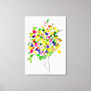 Watercolor colourful abstract tree canvas print