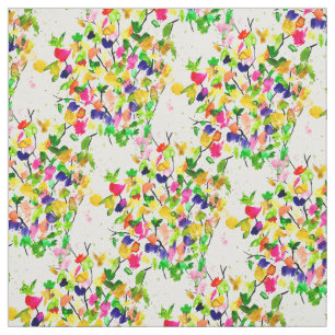 Watercolor colourful abstract tree fabric