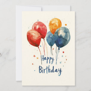Watercolor Colourful Balloons Birthday Invitation