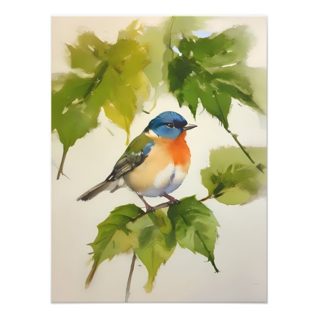 Watercolor Colourful Bird Art - Hand-Painted Photo Print (Front)
