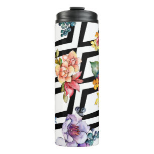 Watercolor colourful bouquet flower. Floral botani Thermal Tumbler