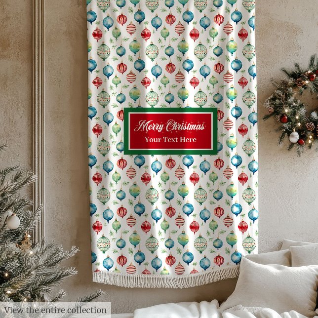 Watercolor colourful Christmas baubles blanket (Watercolor colorful Christmas baubles blanket)