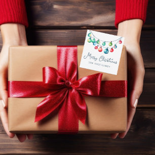 Watercolor Colourful Christmas String Lights Photo Card