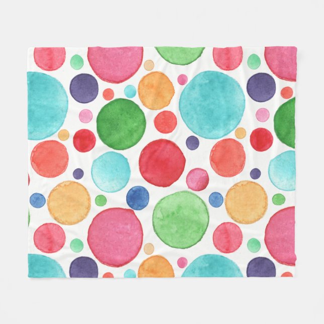 Watercolor Colourful Circles Fleece Blanket (Front (Horizontal))
