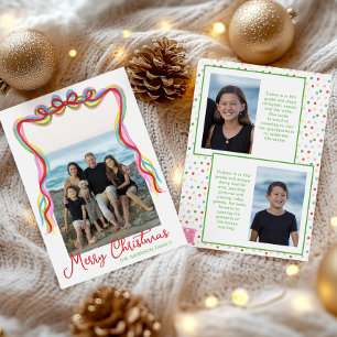 Watercolor Colourful Confetti Christmas Photo Holiday Card