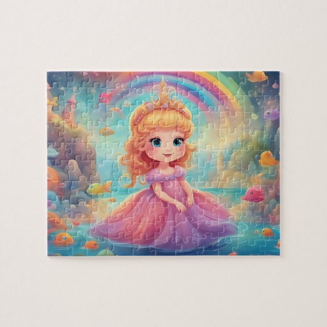 Watercolor Colourful Cute Little Princess Jigsaw Puzzle (Horizontal)