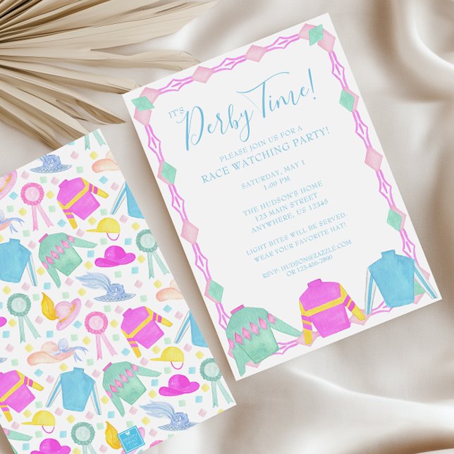 Watercolor Colourful Derby Jerseys & Hats Party Invitation (Creator Uploaded)
