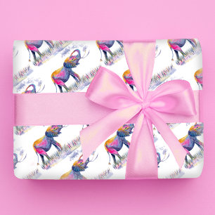 Watercolor Colourful Elephants Wrapping Paper