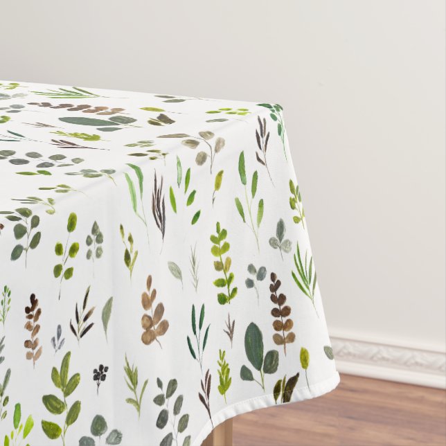 Watercolor Colourful Eucalyptus Leaves Pattern Tablecloth (In Situ)