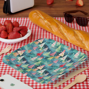 Watercolor Colourful Festive Rainbow Christmas Tre Paper Plate