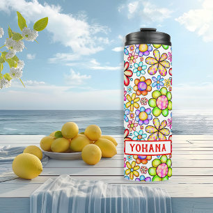 Watercolor colourful Floral Collage custom Summer Thermal Tumbler
