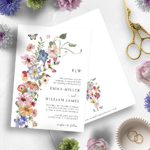 Watercolor Colourful Floral Wedding Invitation