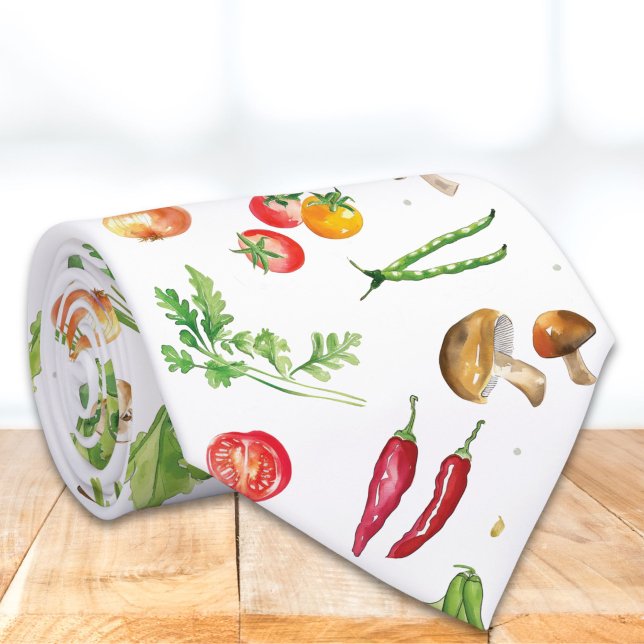 Watercolor Colourful Fresh Vegetables Tie (Creator Uploaded)