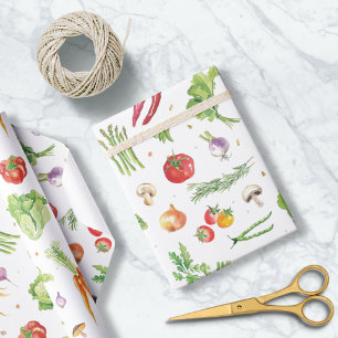 Watercolor Colourful Fresh Vegetables Wrapping Paper