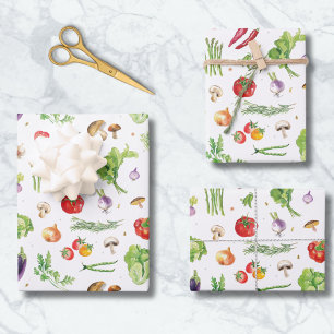 Watercolor Colourful Fresh Vegetables Wrapping Paper Sheet