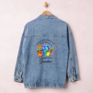 Watercolor Colourful Gardening Tools Grandma Denim Jacket