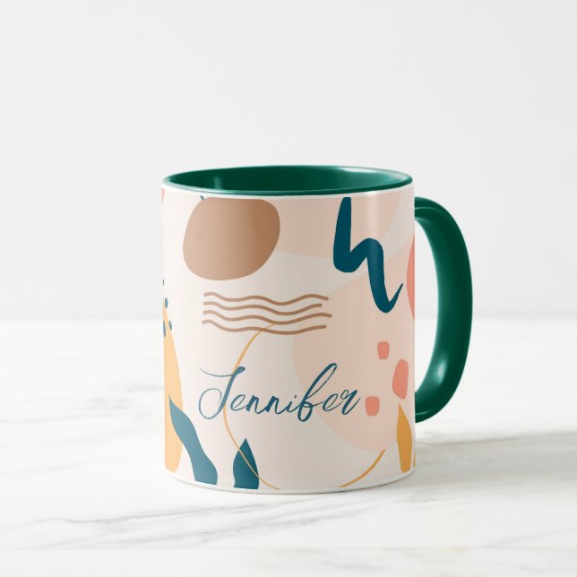 Watercolor Colourful Geometrical abstract minimal  Mug (Front Right)