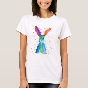 Watercolor Colourful Hare Rabbit Animal Bunny T-Shirt