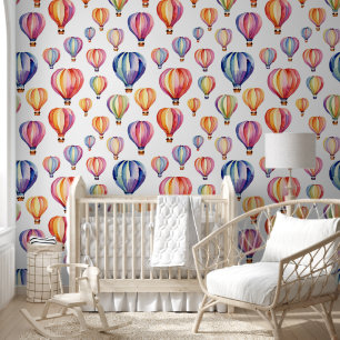 Watercolor Colourful Hot Air Balloons Wallpaper