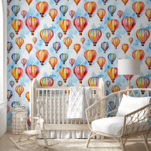 Watercolor Colourful Hot Air Balloons Wallpaper