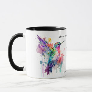 Watercolor Colourful Hummingbird Monogram w/ Name  Mug