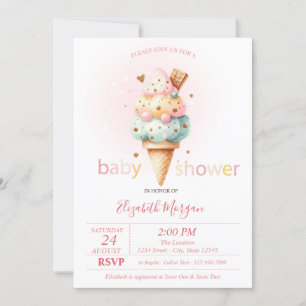 Watercolor Colourful Ice cream Dots Invitation