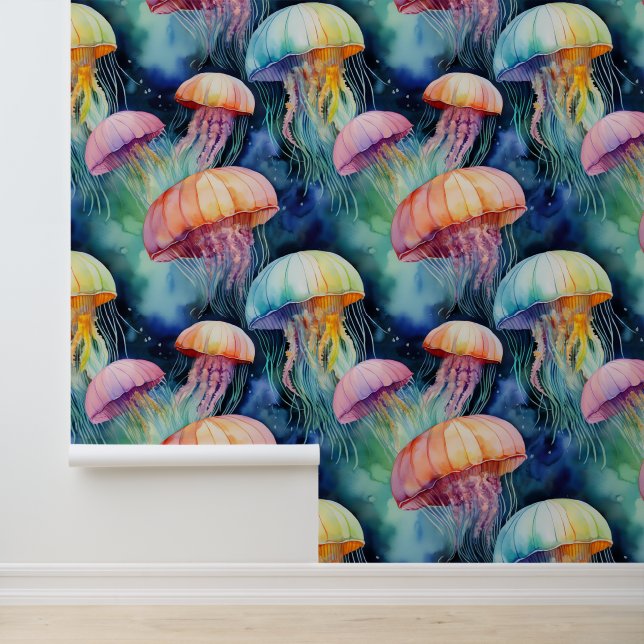 Watercolor Colourful Jellyfish Ocean Animals Wallpaper (Application)