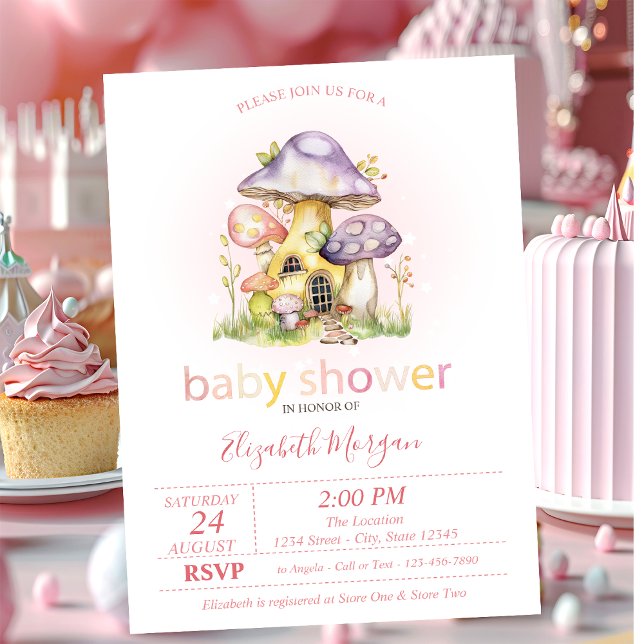 Watercolor Colourful Mushrooms Dots  Invitation (Creator Uploaded)