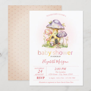 Watercolor Colourful Mushrooms Dots  Invitation