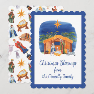 Watercolor Colourful Nativity Christmas Holiday Card
