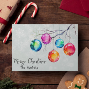 Watercolor Colourful Neon Christmas  Holiday Card