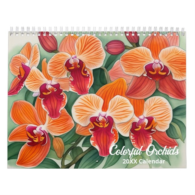 Watercolor Colourful Orchid Botanical Calendar (Cover)