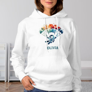 Watercolor Colourful  Parachutist Icon Personalise Hoodie
