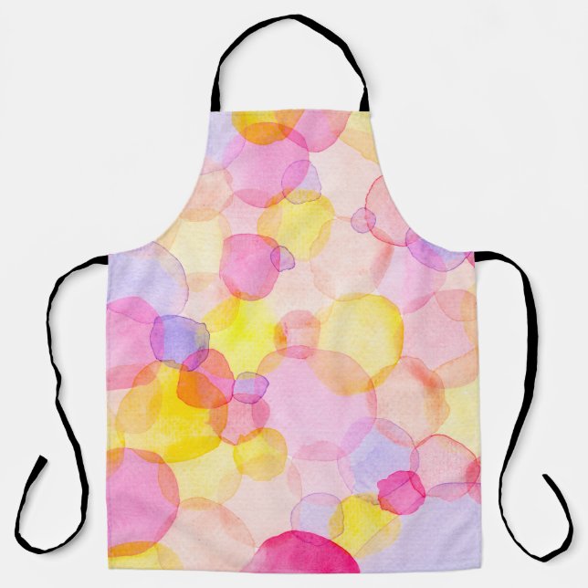 Watercolor colourful polka dots seamless pattern apron (Front)