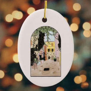 Watercolor Colourful Rome, Italy Ceramic Tree Decoration