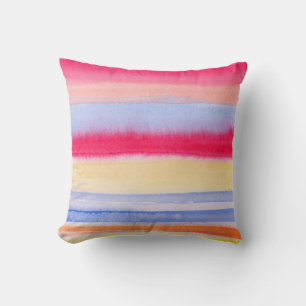 Watercolor colourful stripes.stripe,watercolor,aqu cushion