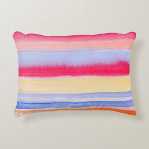Watercolor colourful stripes.stripe,watercolor,aqu decorative cushion