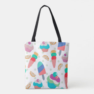 Watercolor Colourful Summer Food Pattern Tote Bag