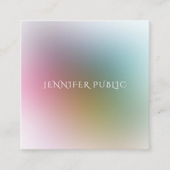 Watercolor Colourful Template Modern Simple Design Square Business Card (Front)