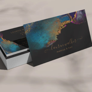 Watercolor Colourful Textured Gold Business Card